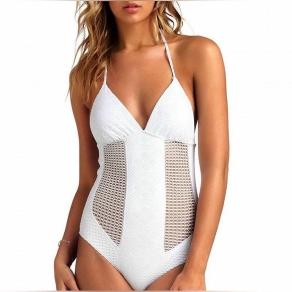 Vitamin A Crochet Celeste Maillot One Piece Swimsuit White size Large NWOT - Picture 1 of 6
